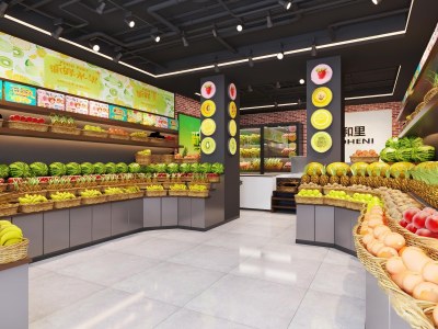 现代水果店3D模型下载